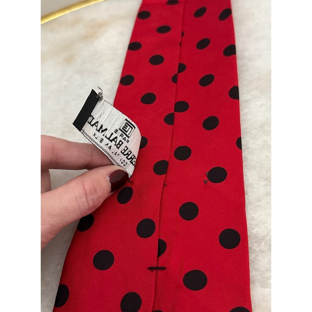 Pierre Balmain Polka Dot Silk Ties Set of 2 Red & Blue Italian Designer Neckties - Picture 8 of 8